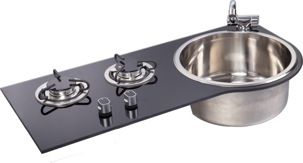 Ventas directas de fábrica Guangrun auténtico yate de RV al aire libre con fregadero estufa de gas GR-B216 de vidrio templado