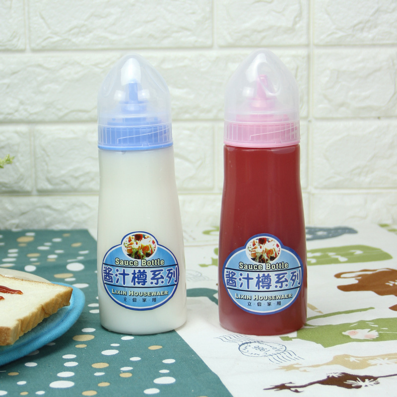 带盖透明酱汁沙拉瓶厨房用品调料瓶 挤酱瓶番茄酱瓶子塑料醋油壶
