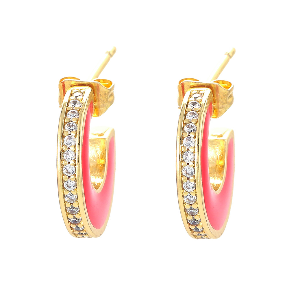 Fashion Style Fashion Geometric Inlaid Zircon Copper Copper Earrings
