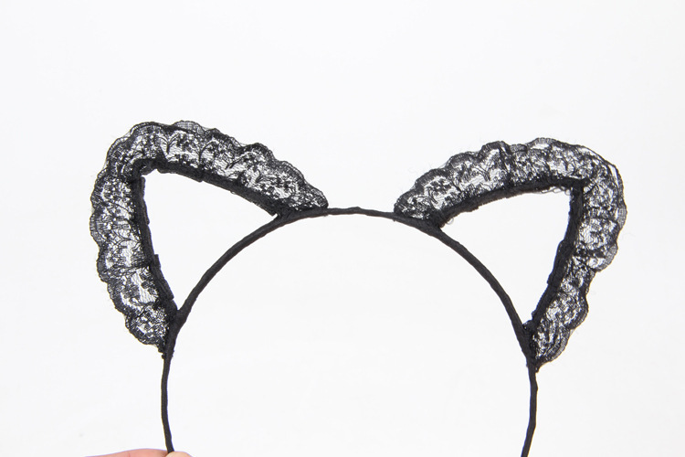 90g Weight Hair Band Hair Accessories Type 1 Piece Quantity Christmas, Daily, Party Occasion Lace Material Cat, Cat Ears Pattern Women'S Gender Cute, Retro Style Handmade, Handmade Craft Cute Retro Women'S Cat Cat Ears Lace Handmade Hair Band 7