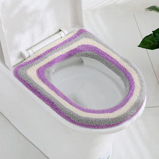Stall supply knitted thickened O-ring toilet seat pad acrylic rainbow strip running Jianghu toilet pad wholesale
