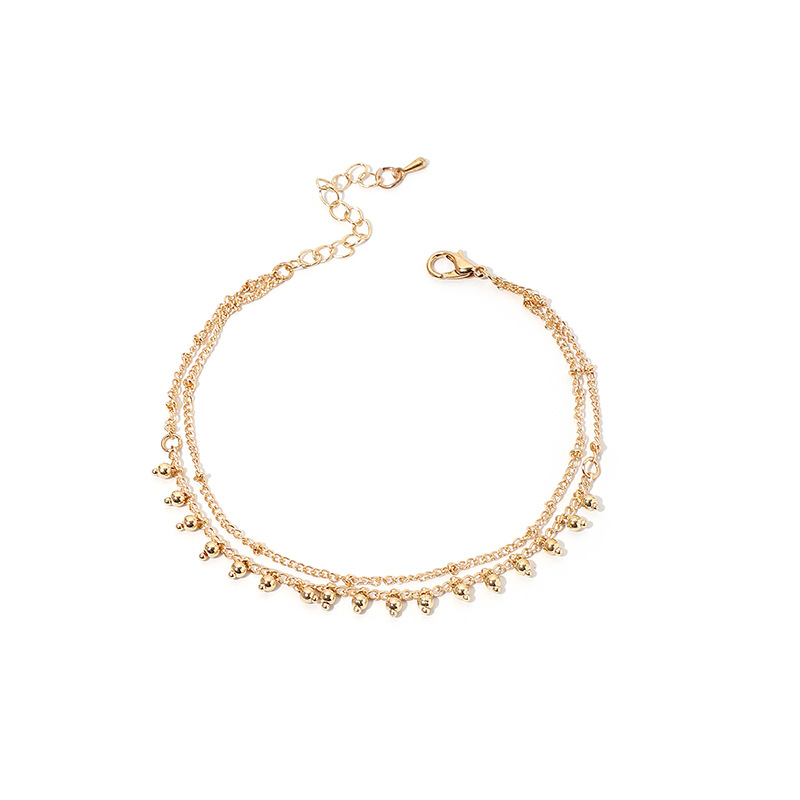 Vente Chaude Coréenne Simple Perle Ronde Cheville Double Couche Cheville Filles Chaîne Cheville Bijoux Nihaojewelry display picture 10