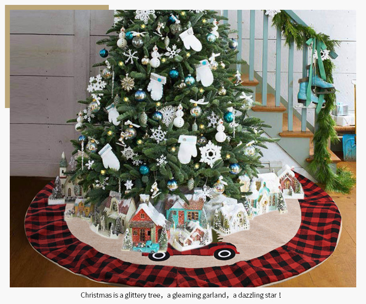 Christmas Tree Skirt Plaid Cloth Bottom Dress Up Tree Apron display picture 7