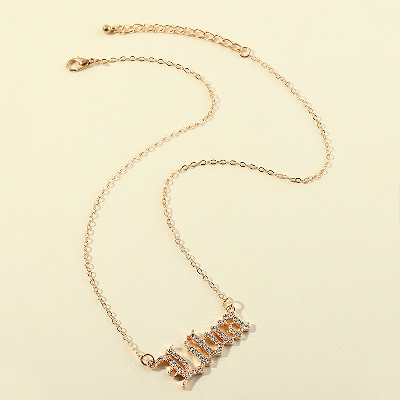 fashion  retro  diamond twelve constellation necklace