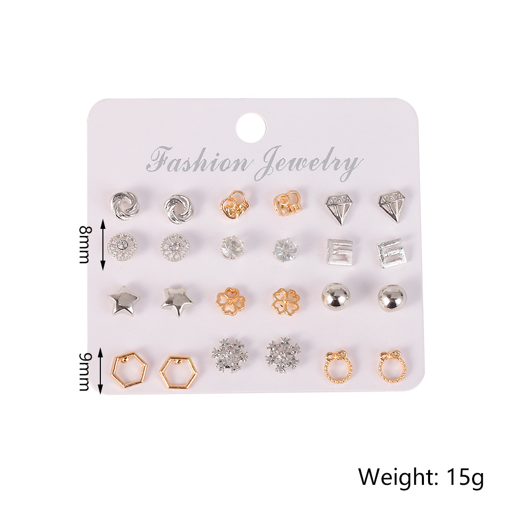 Simple Alloy Small Earrings 12 Pairs Set display picture 1