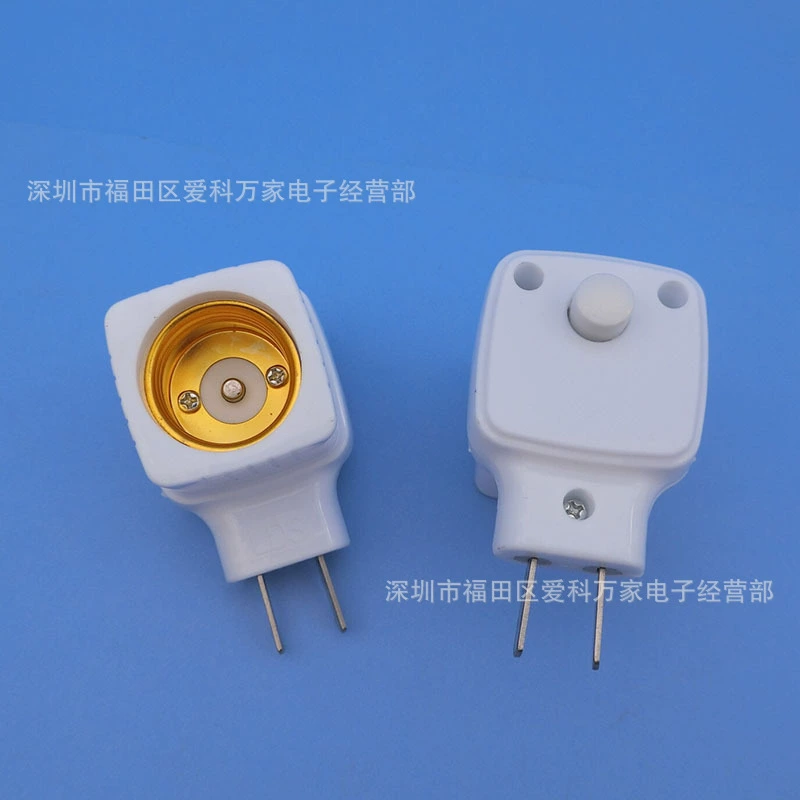 Цветной квадратный патрон для лампы с выключателем, цоколь E27, с боковой кнопкой, вставной, для электропроводки