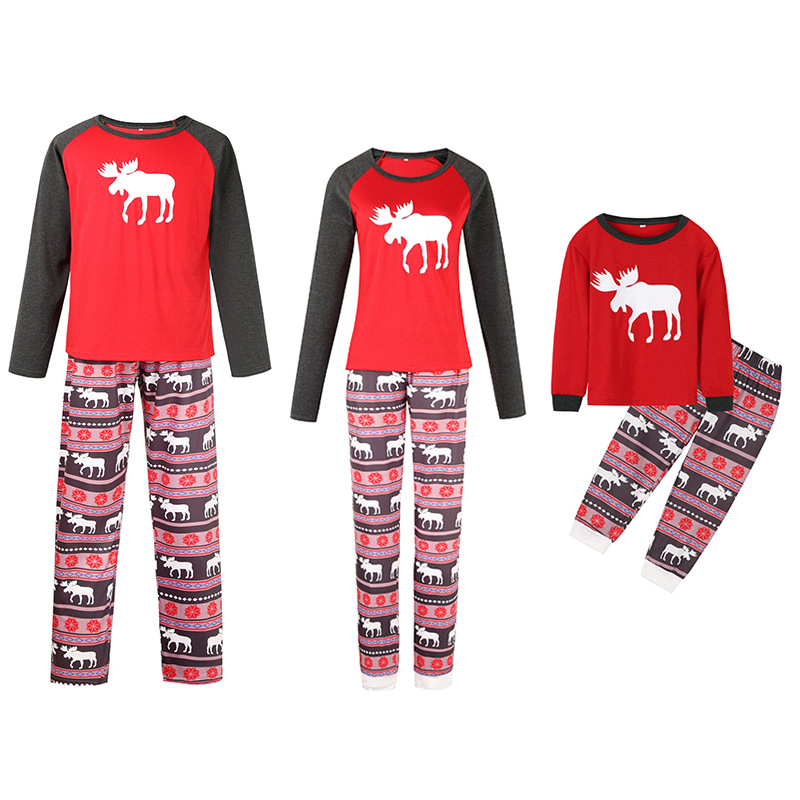thumbnail image 1 of Ropa para el hogar para padres e hijos, traje navideño con estampado de alces, pijama familiar, otoño e invierno, novedad de 2022, 1 of 5