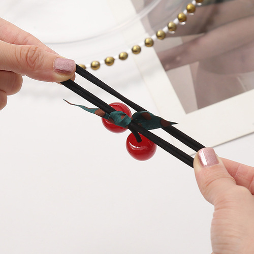 Internet celebrity medium size cherry hair band for women Korean style high elastic hair rope rubber band for women forest girl fresh hair accessories headband