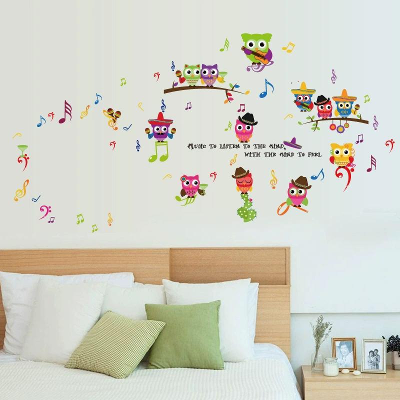 Zhenhong Прямая поставка с завода SK7102 Милая музыкальная Сова Детская комната Детский сад фон декоративные настенные наклейки