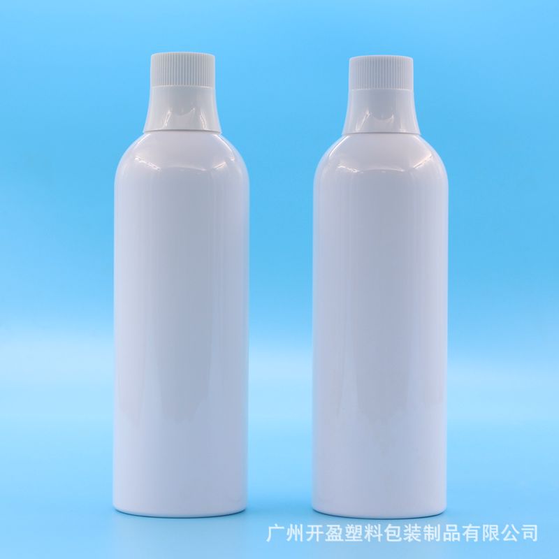 厂家供应 500ML白色漱口水塑料瓶 pet带量杯口腔护理液瓶！··