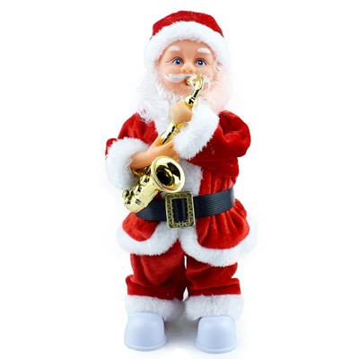 新奇有趣电动带音乐吹萨克斯圣诞老人电动玩具圣诞节礼物跨境货源|ms