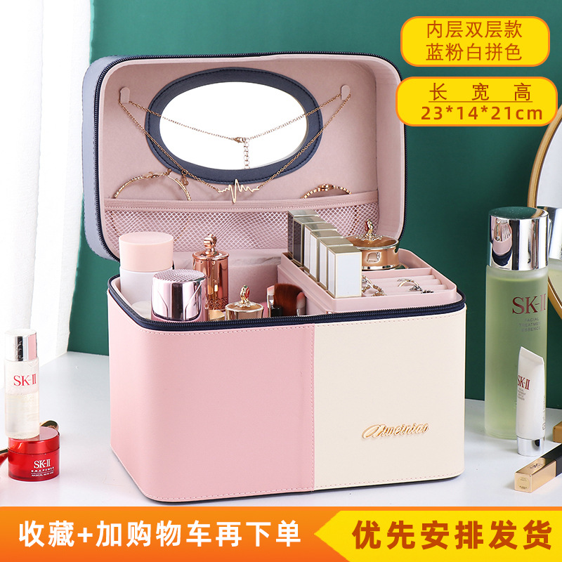 2023 nuevo color a juego bolsa de cosméticos portátil de gran capacidad para mujeres a prueba de polvo multi-funcional caja de almacenamiento de uñas profesional al por mayor