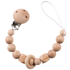 亞馬遜 天然櫸木安撫奶嘴鏈寶寶奶嘴牙膠防掉鏈 嬰兒玩具