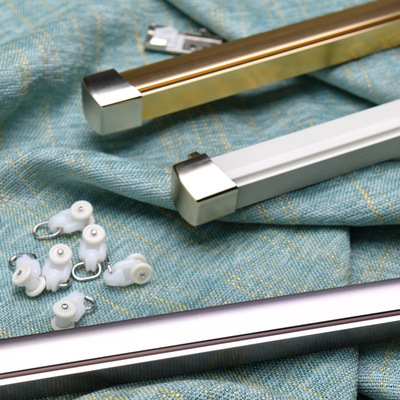 19#铝合金加厚静音消音大方轨道导轨滑轮滑道单双轨顶装侧装挂钩