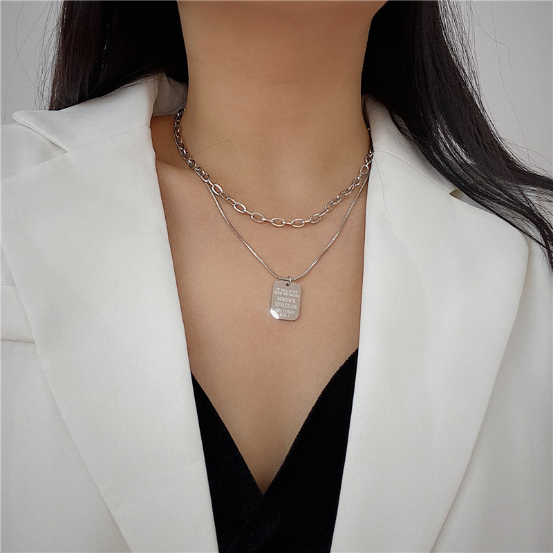 Titanium steel necklace women ins niche...