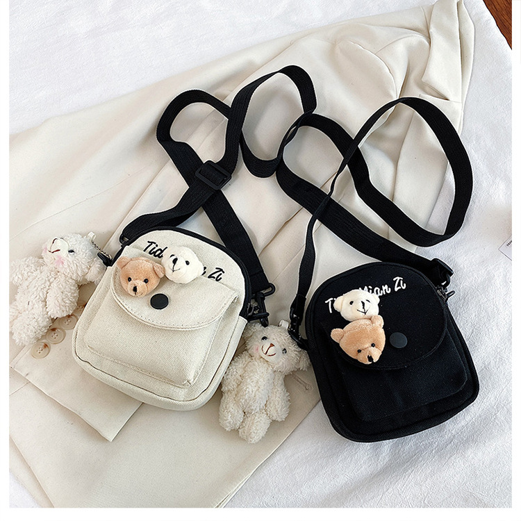 Korean version of Instagram, Japanese style Harajuku, cute and soft girl, with a unique vintage look, girl canvas single-shoulder small crossbody bag, female student undefined