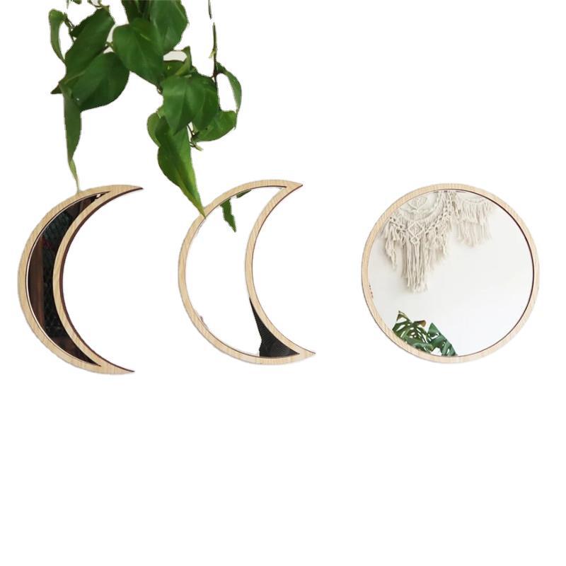 Espejo decorativo de madera del eclipse lunar del estilo nórdico fase lunar espejo ciclo de la luna espejo colgante dormitorio espejo de acrílico decorativo Amazon