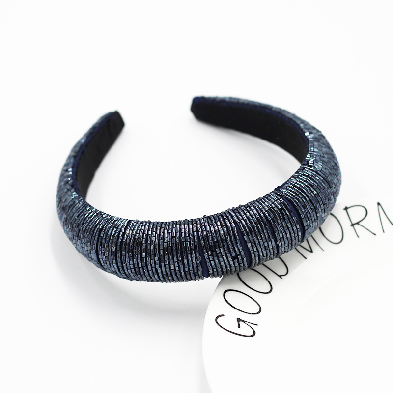 Mode High-end-schwamm Einfache Breitseitige Mode Handgefertigte Perlen Stirnband display picture 1