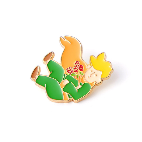 Fairy Tale Little Prince and the Fox Rose Back to Back Alloy Metal ACG Peripheral Brooch Badge