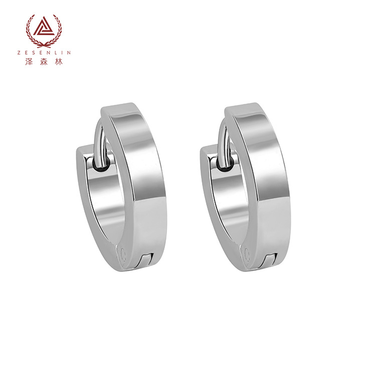 Men's Titanium Steel Earrings Geometric Polish Punk Vintage Ear Cuff for Women - 3x9mm Black detail image 10