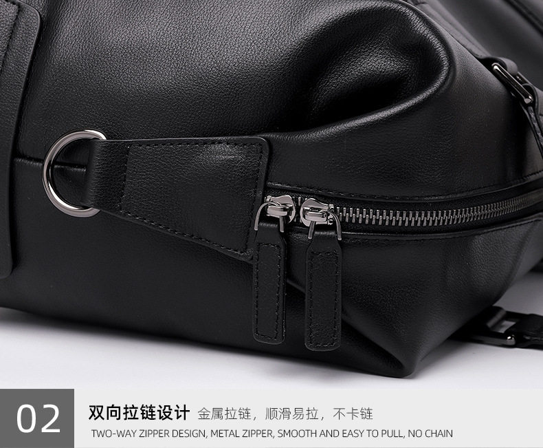 Túi du lịch xách tay nam da bò lớp đầu, túi tập gym kiêm túi hành lý đeo vai 40×16×25 cm — Màu đen chi tiết 20