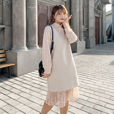 大码女装春季新品200斤胖mm连衣裙 宽松显瘦洋气减龄假俩件裙2301