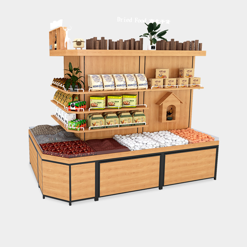 食品货架超市花茶柜五谷杂粮展示柜精品木质超市货架