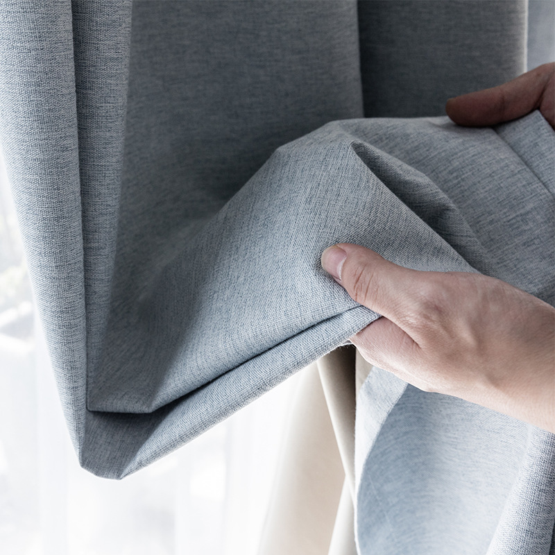 厂家直供全遮光彩麻窗帘布隔热降噪卧室客厅阳台成品窗帘加工定制|ru