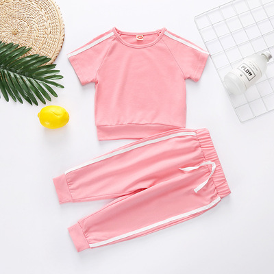 Cross border special for INS, Europe and the United States infant and child pink set two-piece set export of children's clothing foreign trade