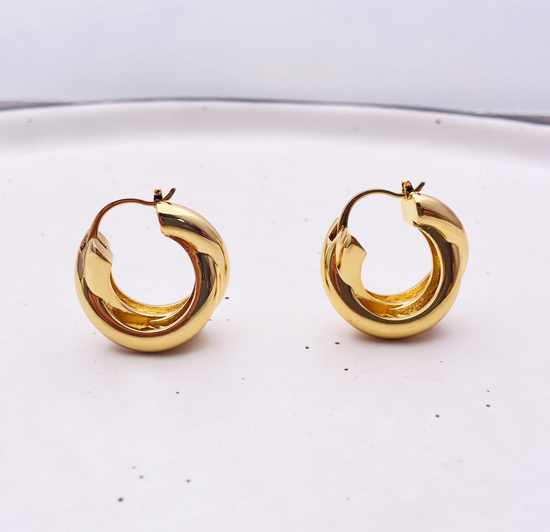 1 Pair Fashion Solid Color Copper Plating Hoop Earrings display picture 3