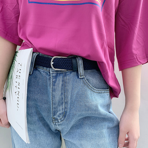 Belt for women with skirt military training braided decorative fine canvas simple belt for men Korean style simple matching trendy student