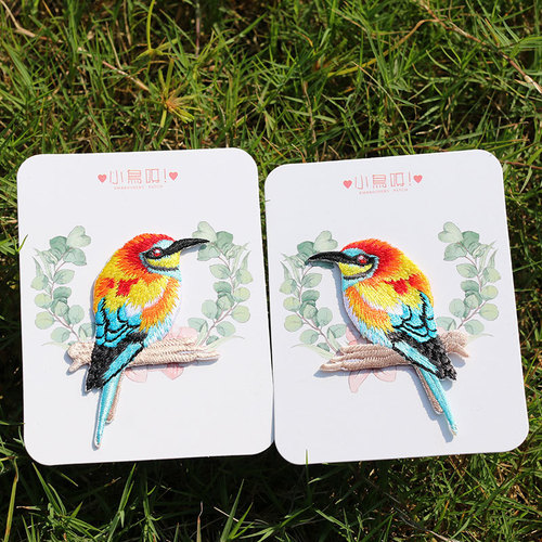 Colorful bird symmetric patch pattern phone case bag shoes down jacket decoration fashionable versatile self-adhesive