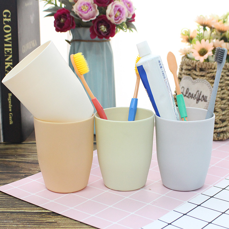 T 素色情侣刷牙杯洗漱杯子 加厚圆形漱口杯 塑料水杯咖啡杯批发|ms