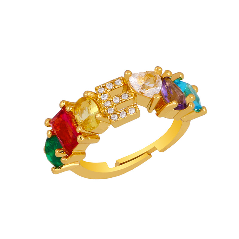 12g Weight 18K Gold Plated Plating Material Artificial Gemstones Inlay Material Birthday Occasion Copper Material Letter Pattern Women'S Gender Plating Design Fashion Style Fashion Letter Copper 18k Gold Plated Artificial Gemstones In Bulk 6