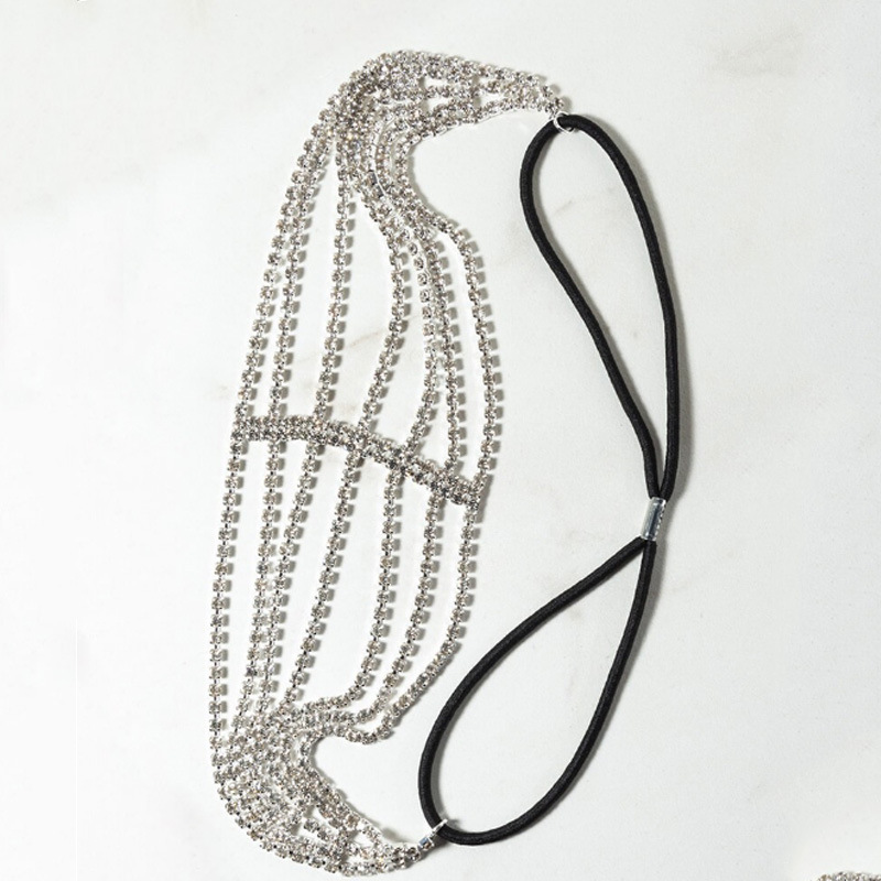 Crystal + Chain Strands Stretch Headband Amazon.com : NAISKA Gold Crystal Rhinestone Head Chain Multi  main image 2
