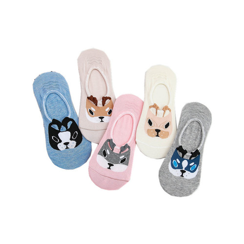 Summer new style Korean cartoon socks for women, Japanese non-slip cotton socks, boat socks, puppy style women's invisible socks, socks