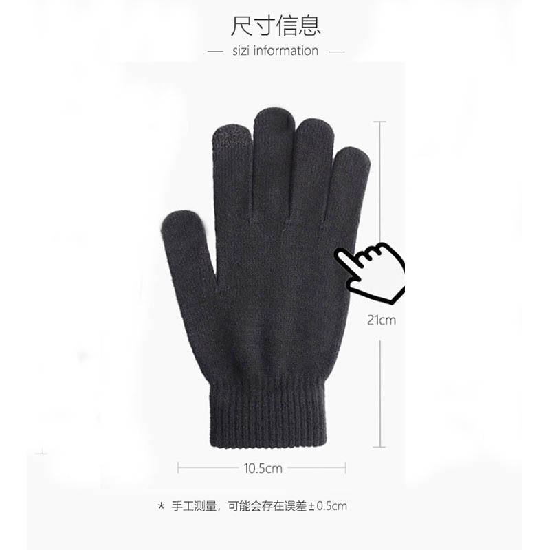 Winter Gloves Men Women Thickened Velvet Outdoor Warm Wool Touch Screen Knitted Gloves display picture 1