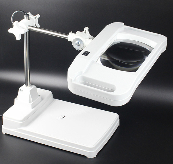 方形蓝玻台式升降照明放大镜青玻 带灯方形放大镜LT-86H荧光灯