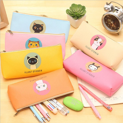 Simple personality PU Cartoon lovely Pencil bag customized originality men and women student Pencil Bag study Stationery bags wholesale