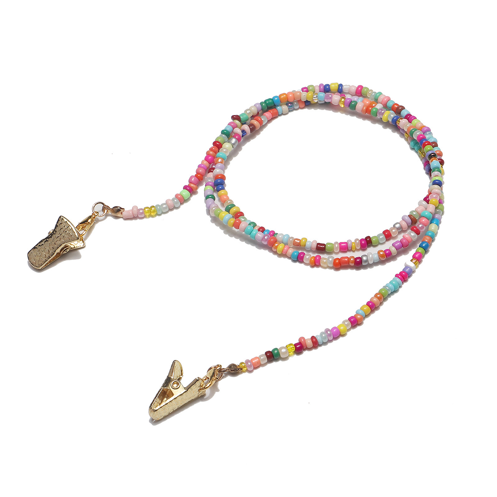 12g Weight Metal Material Gold Fashion Handmade Chain Mixed Color Rice Bead Glasses Chain Wholesale Nihaojewelry 无