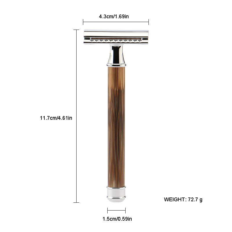 廠家批發(fā)復(fù)古亞槍竹子柄雙面剃須刀手動(dòng)刮胡刀老式剃刀男士剃須刀