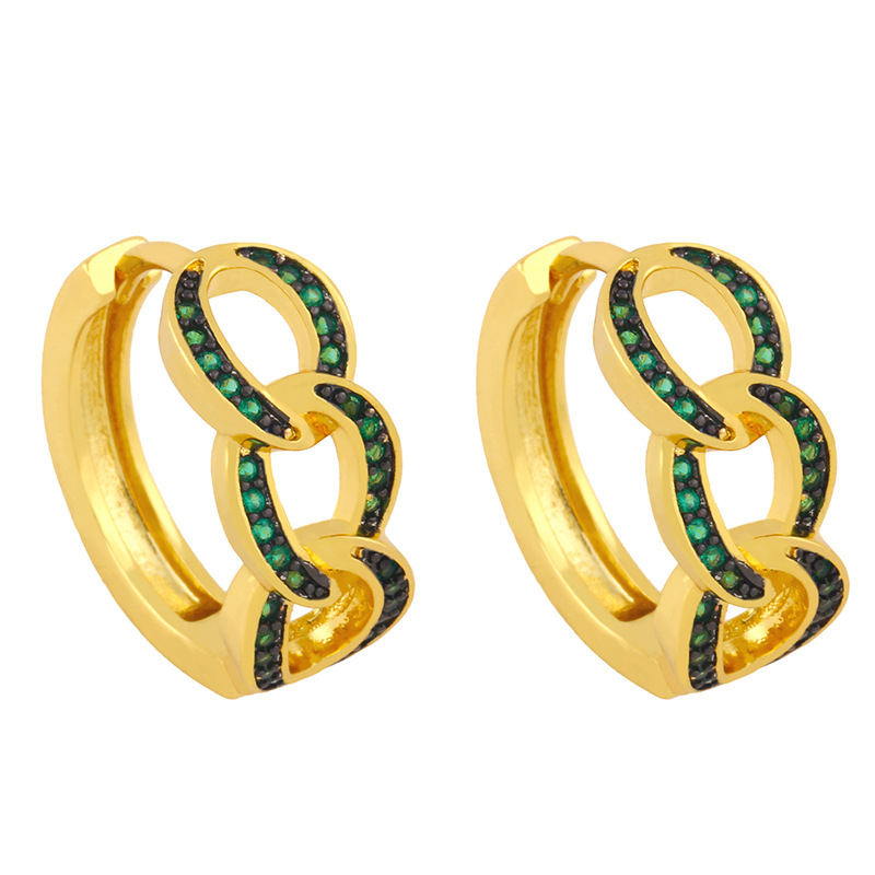 Hip-hop Micro-inlaid Zircon Twist Earrings display picture 8