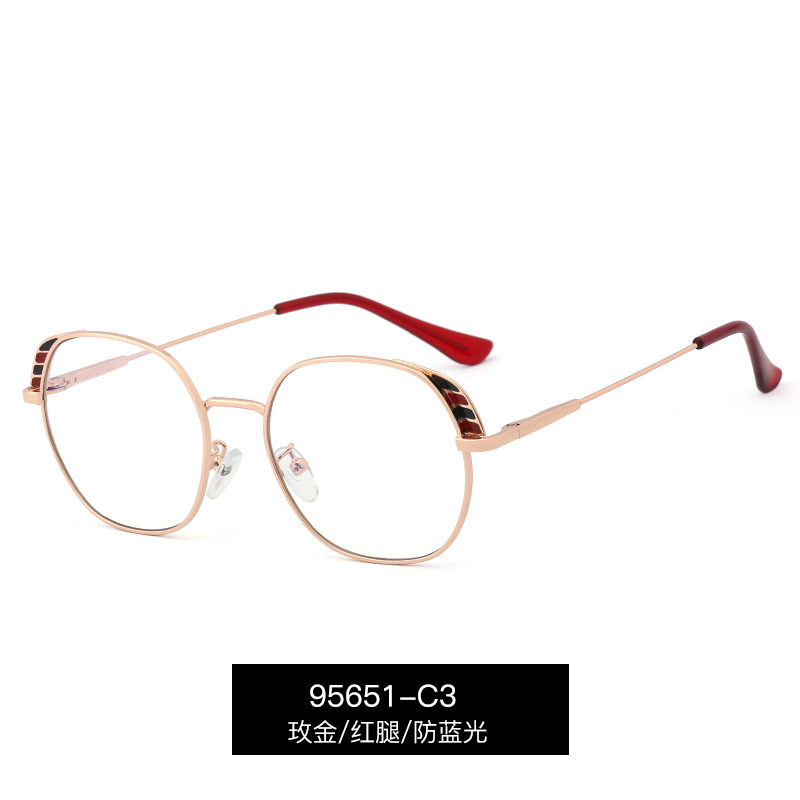 95651 New Retro anti blue light glasses metal frame flat lens can be