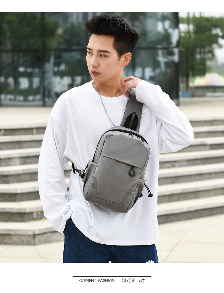 Men's Chest Bag Business Casual Large Capacity Outdoor Travel Portable Earphone Hole Shoulder Bag Wholesale display picture 9