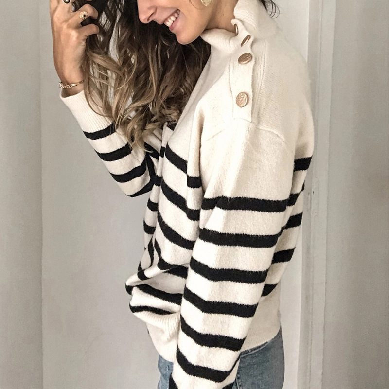 Women's Sweater Long Sleeve Sweaters & Cardigans Braid Fashion Stripe display picture 2
