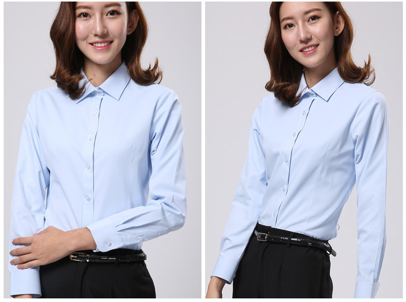 2020秋季方领女装职业衬衫女长袖修身白衬衣职业装女式衬衫工作服详情图11
