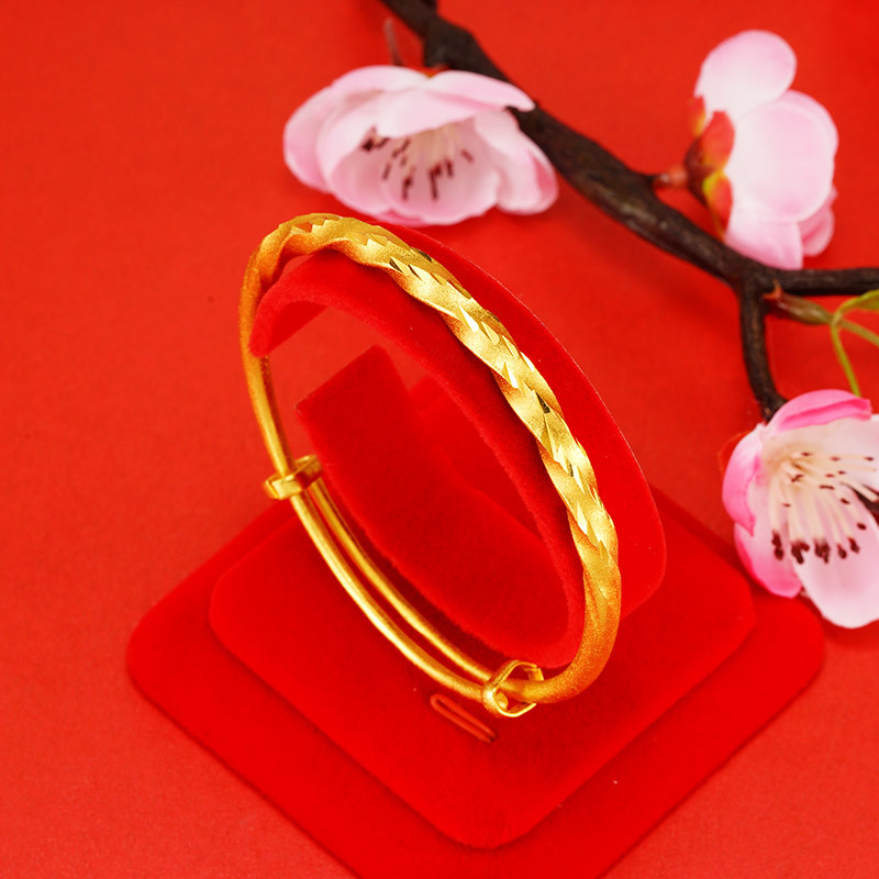 Exquisita imitación 24K oro torcedura lluvia de meteoros pulsera joyería de la boda viento étnico arena oro redondo vientre Push-Pull pulsera