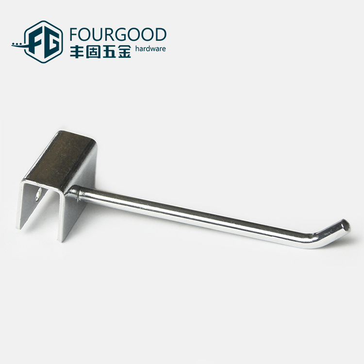 Tarjeta de suministro directo de fábrica de Foshan 15*30 gancho de tubo cuadrado de metal tienda de ropa estante pantalla de una sola línea de molienda gancho de cabeza