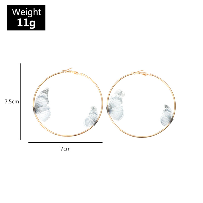 Jewelry Beautiful Three-dimensional Tulle Double Butterfly Earrings Ring Earrings Wholesale Nihaojewelry display picture 23