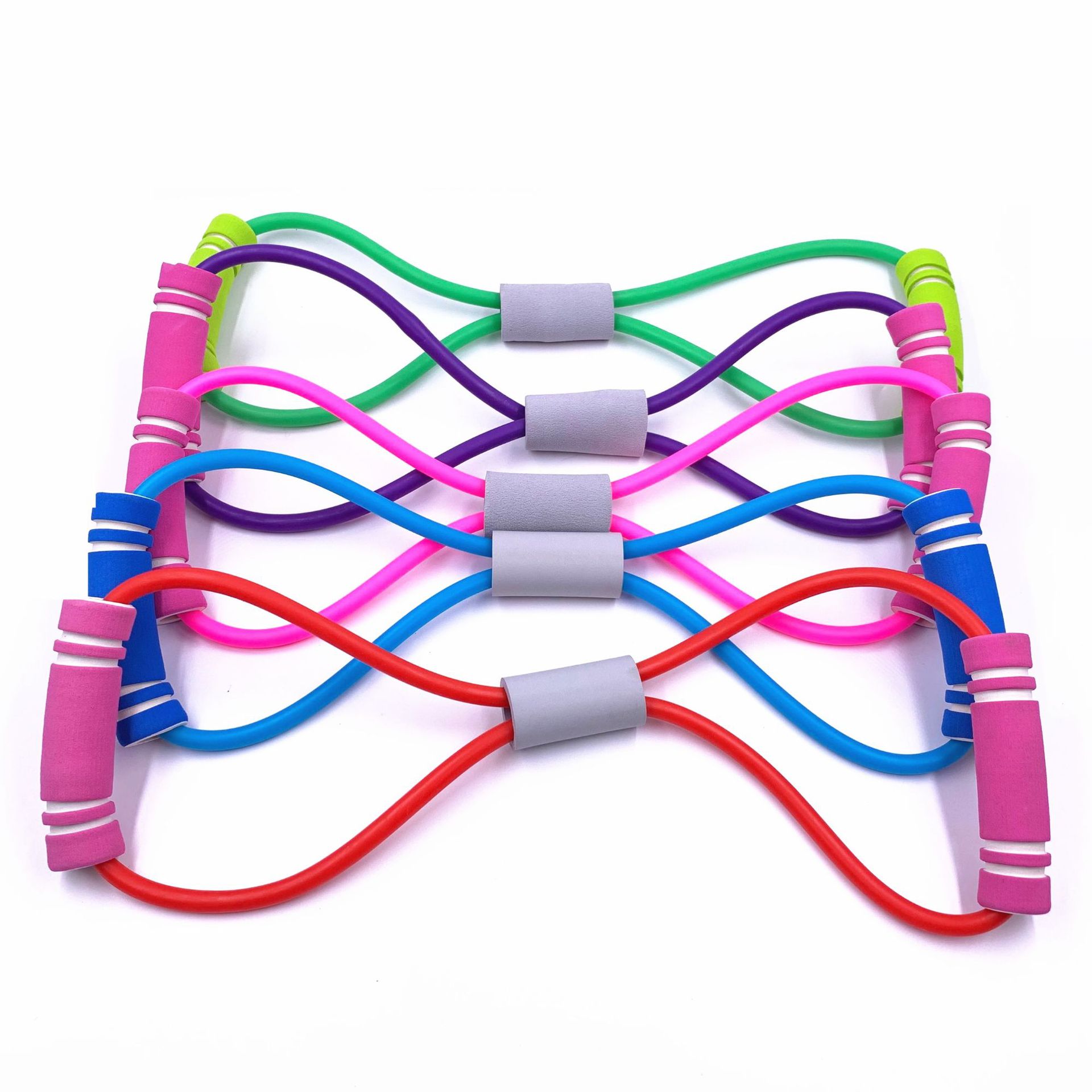 อุปกรณ์ออกกำลังกาย 8字拉力绳八字拉力器女生开背扩胸瑜伽普拉提拉伸弹力带家用室内  